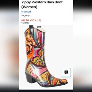 Nomad Multicolor Western Rain Boot for Women Yippy Size 10 Waterproof